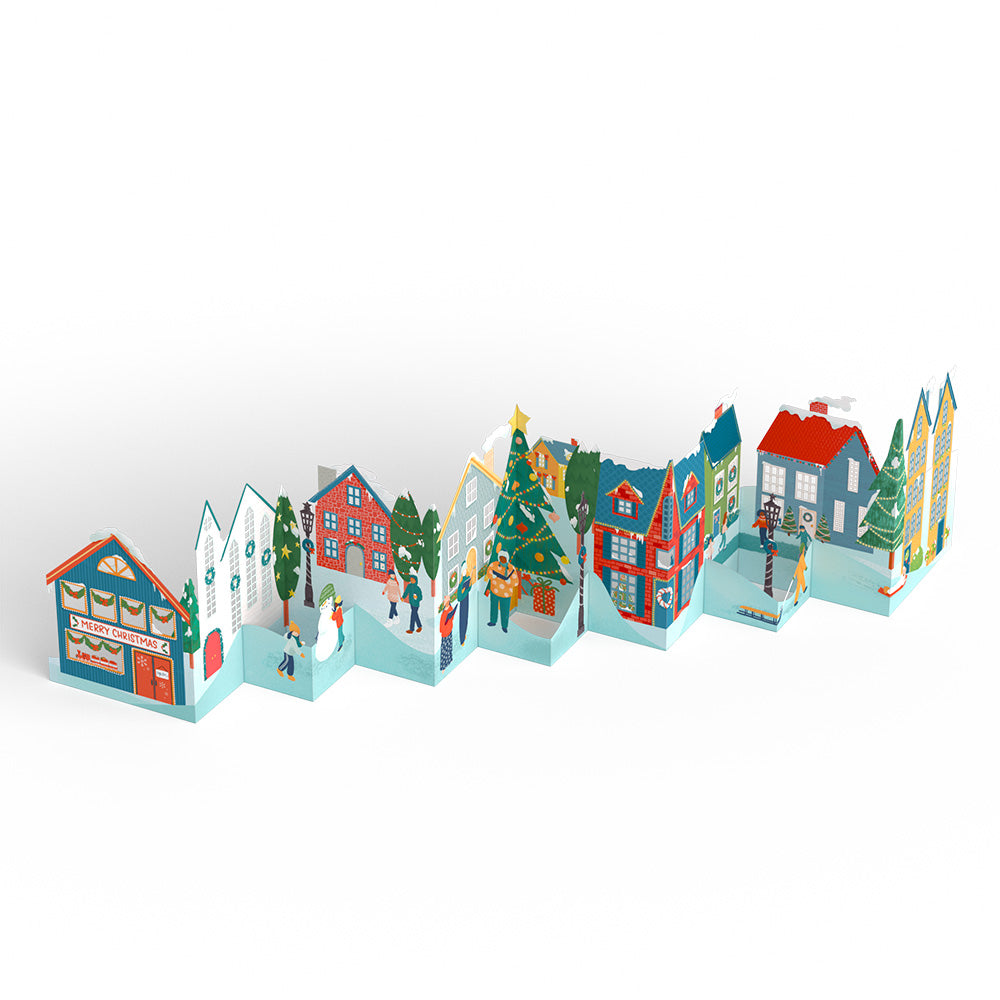 Merry Christmas Village Loooooong Card? (Expands to 2 feet)