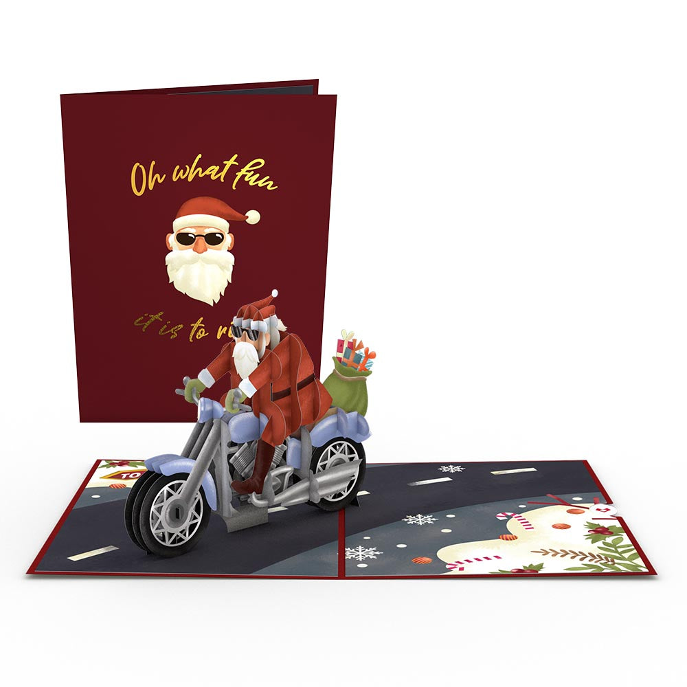 Santa Biker Pop-Up Card