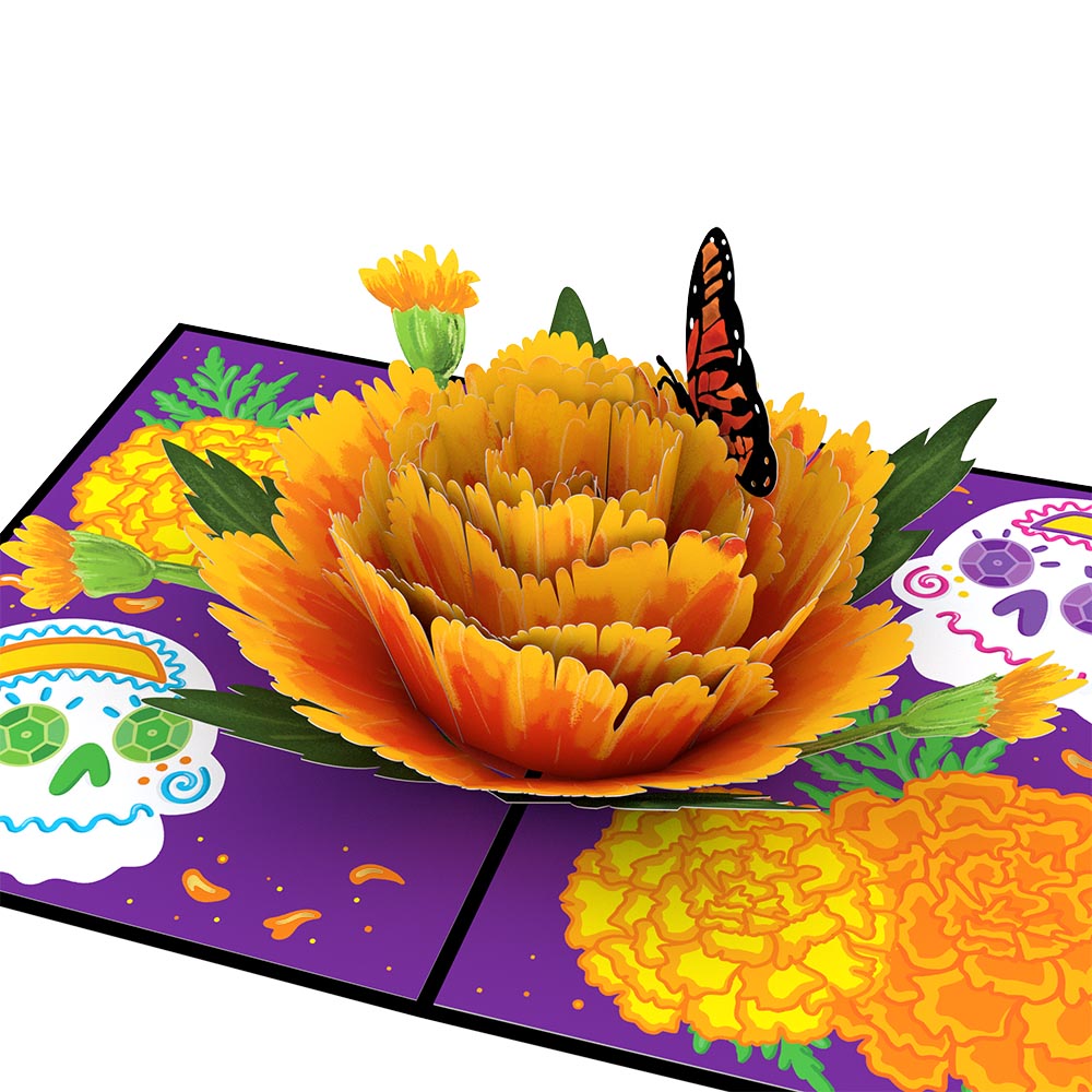 D¨ªa de los Muertos Marigold Pop-Up Card