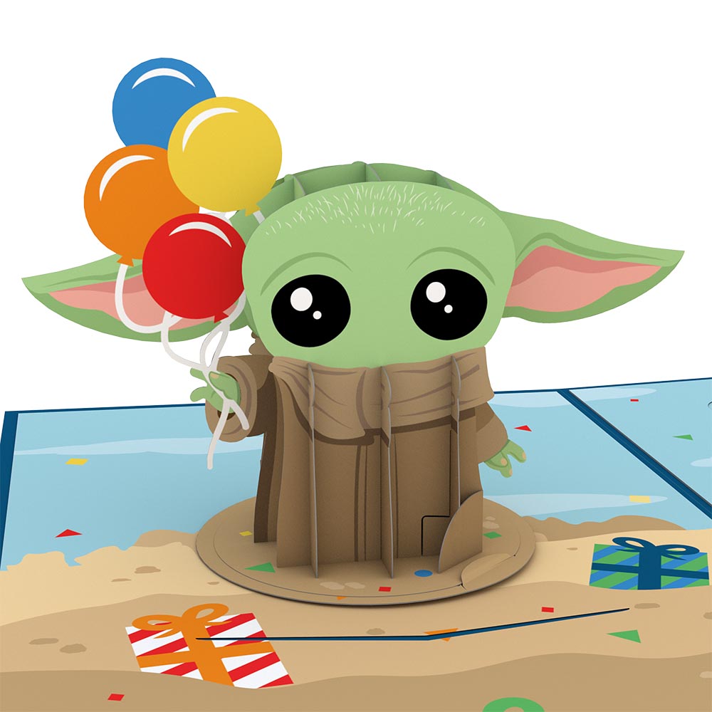 Star Wars? The Mandalorian? Grogu? Birthday Card with Pop-Up Gift