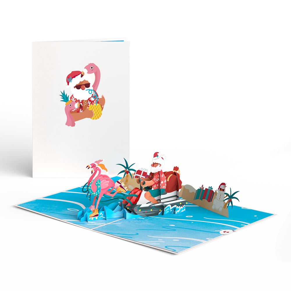 Flamingo Sleigh Ride Pop-Up Card