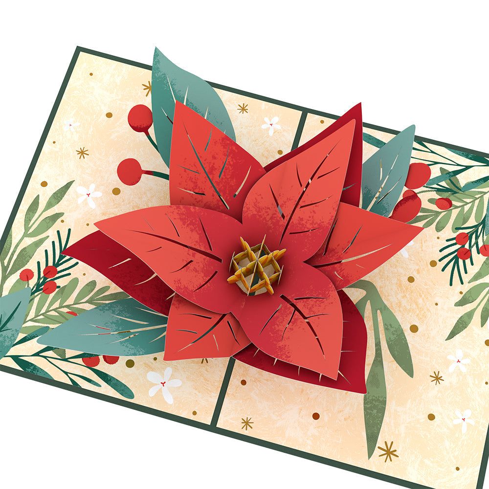 Christmas Poinsettia Bloom Pop-Up Card