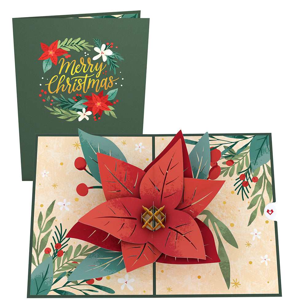 Christmas Poinsettia Bloom Pop-Up Card
