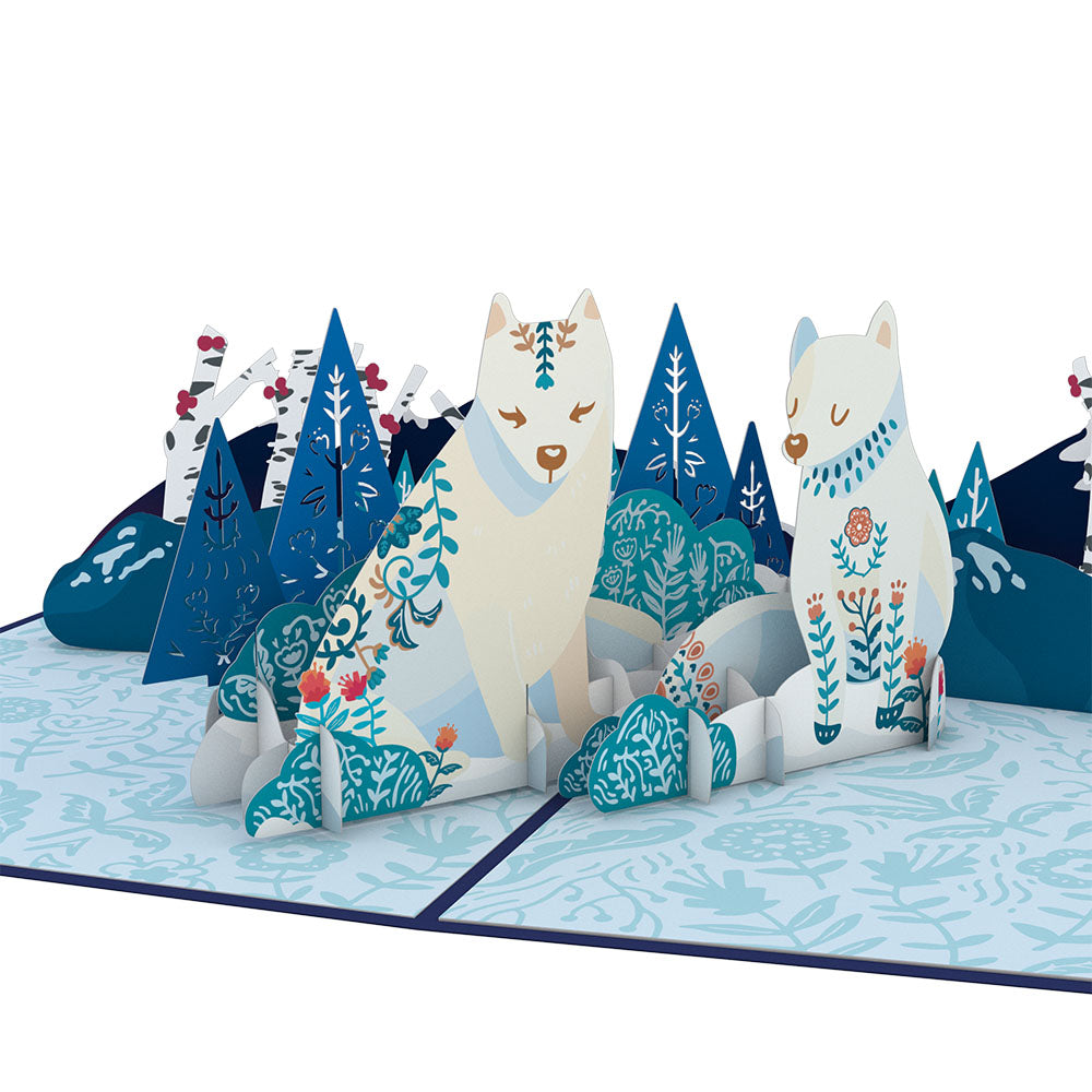 Scandinavian Style Holiday Foxes Pop-Up Card