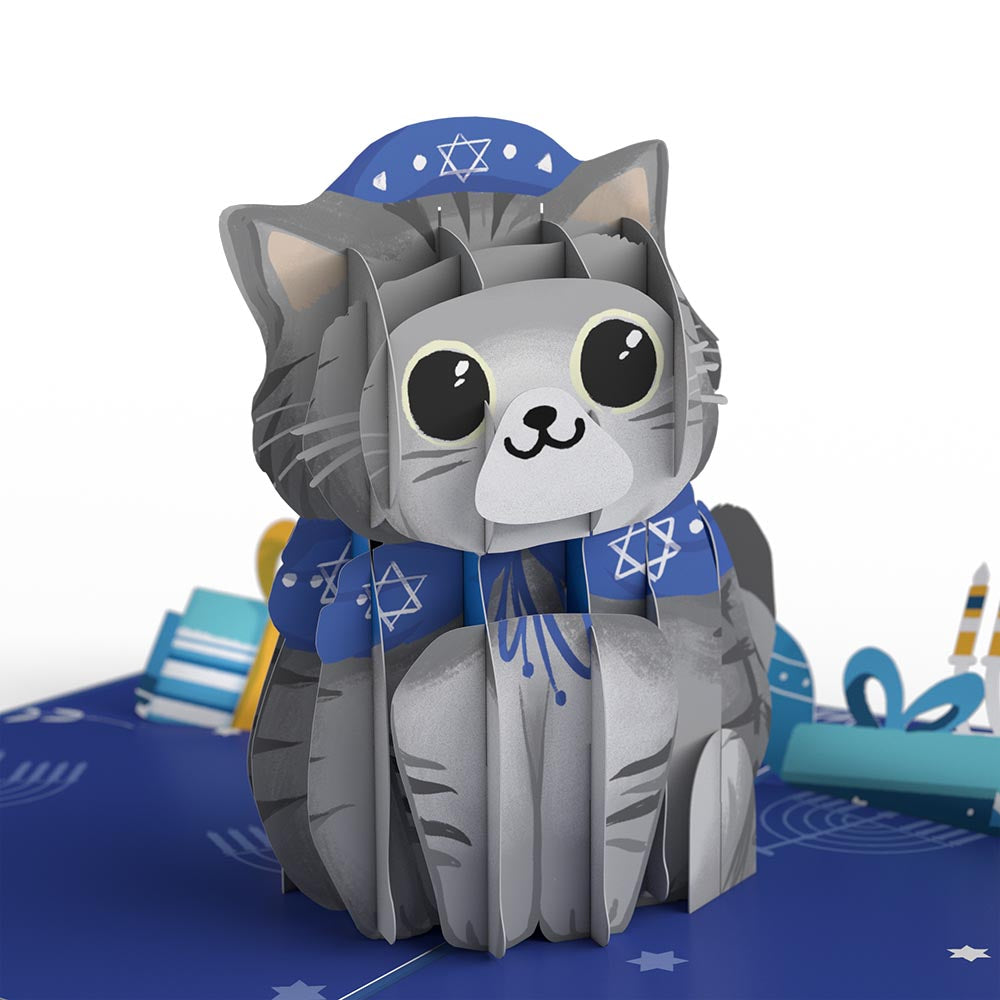 Happy Hanukkah Cat Pop-Up Card