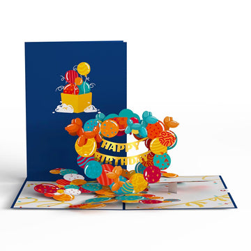 Happy Birthday Banner and Balloons Pop-Up Card