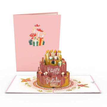 Woodland Gnomes Birthday Cake Pop-Up Card