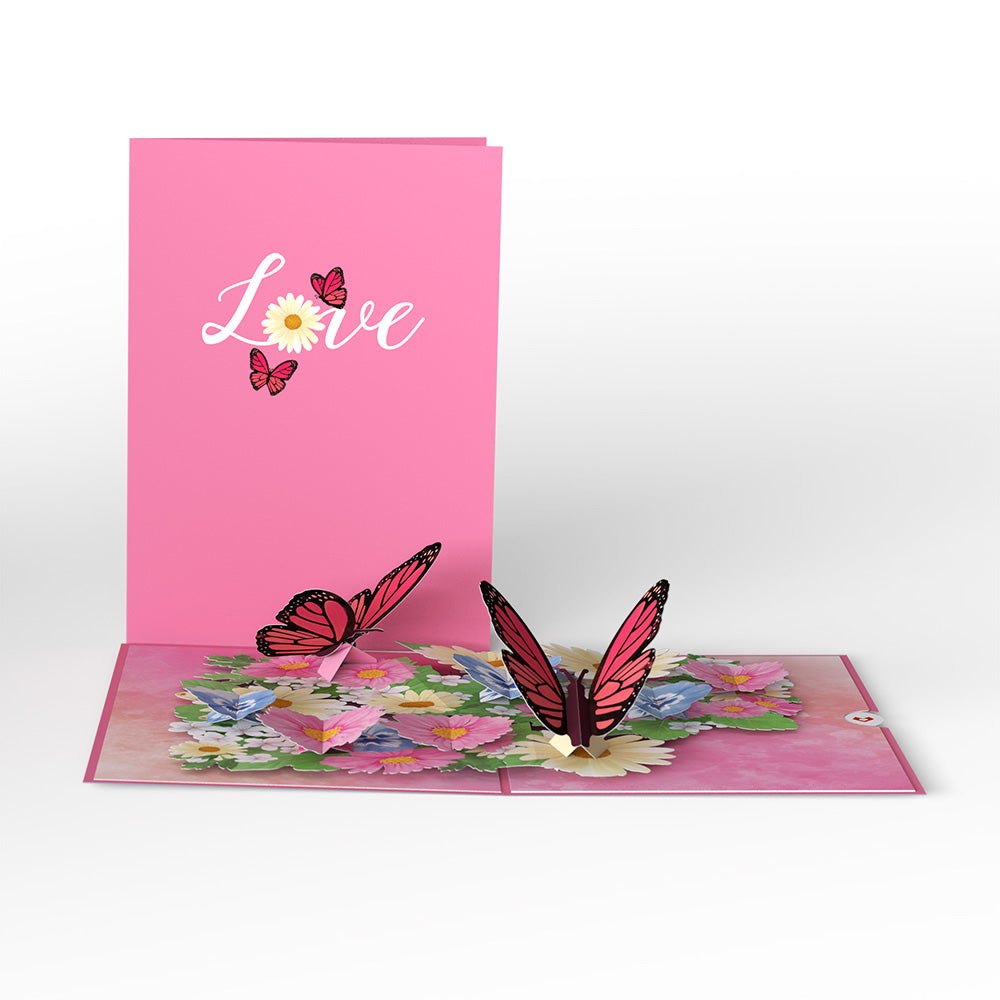 Floral Garden Butterflies Pop-Up Card