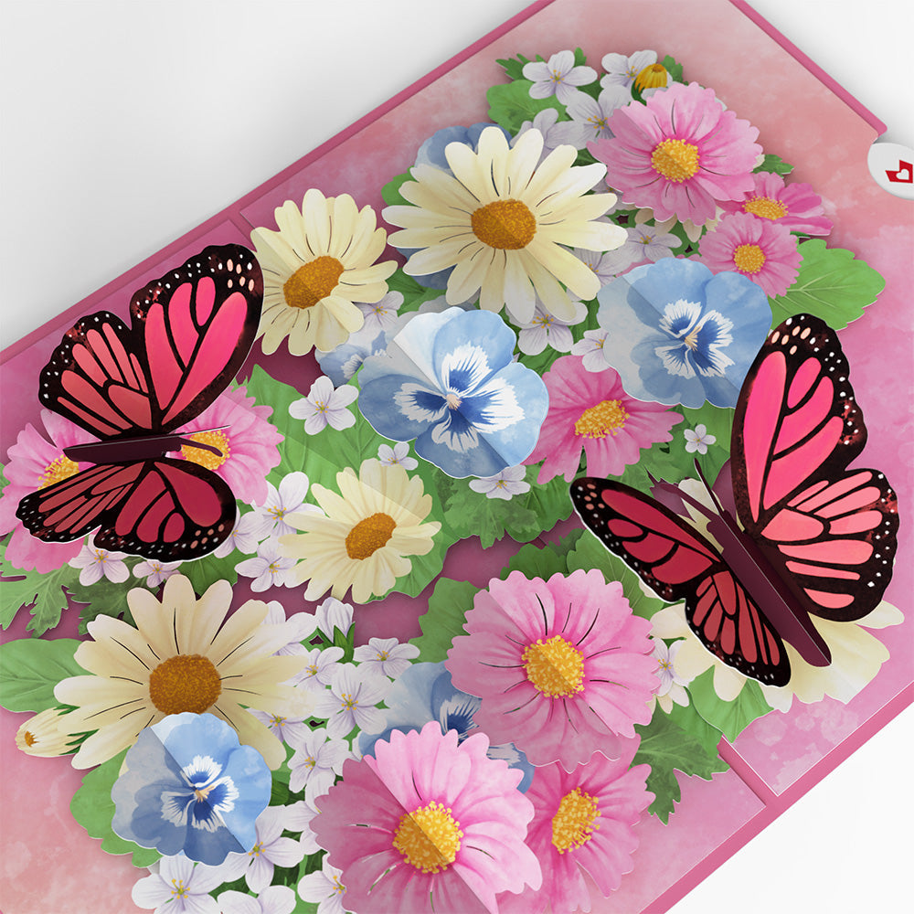 Floral Garden Butterflies Pop-Up Card