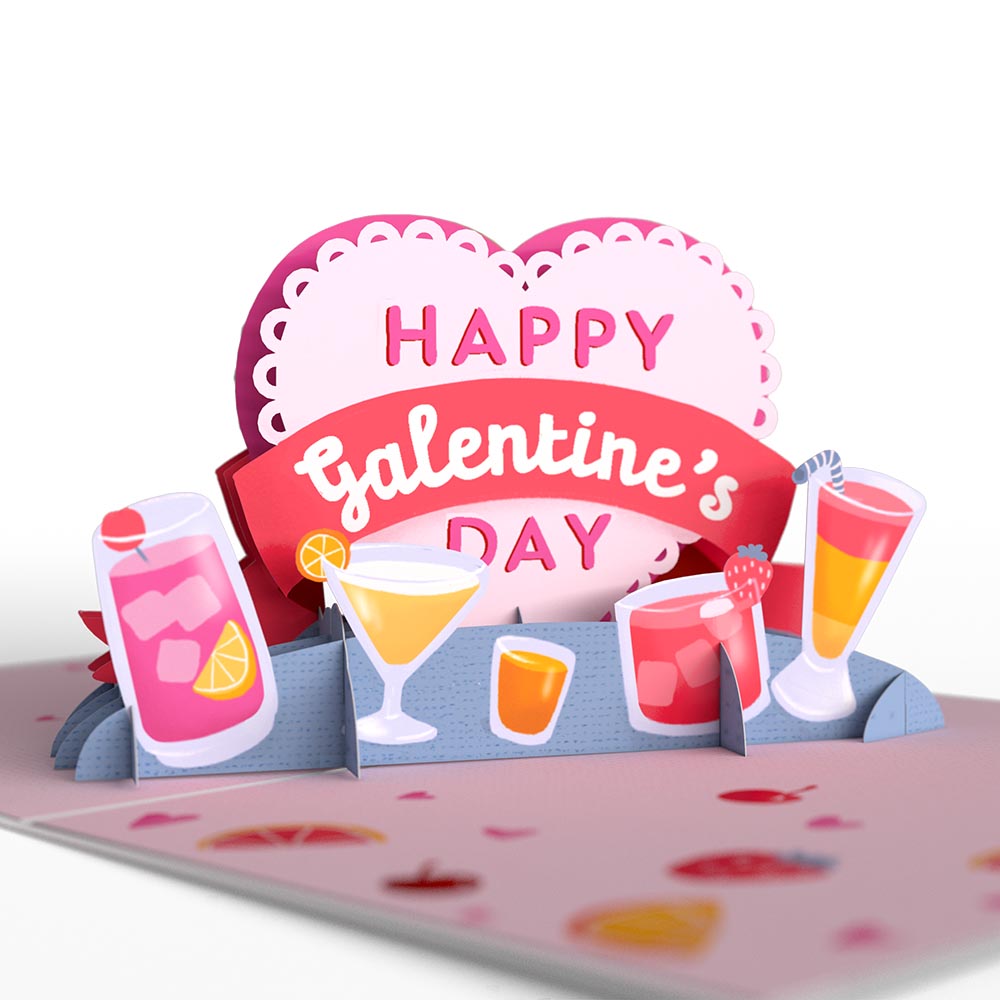 Mixed Drinks Galentine's Day Pop-Up Card