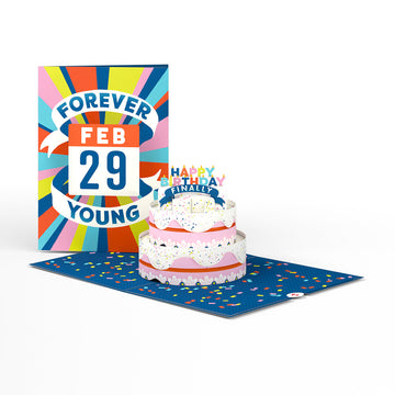 Forever Young Leap Year Birthday Pop-Up Card