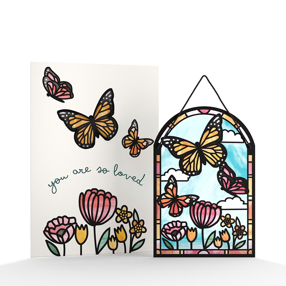 You Are So Loved Butterflies Suncatcher Card