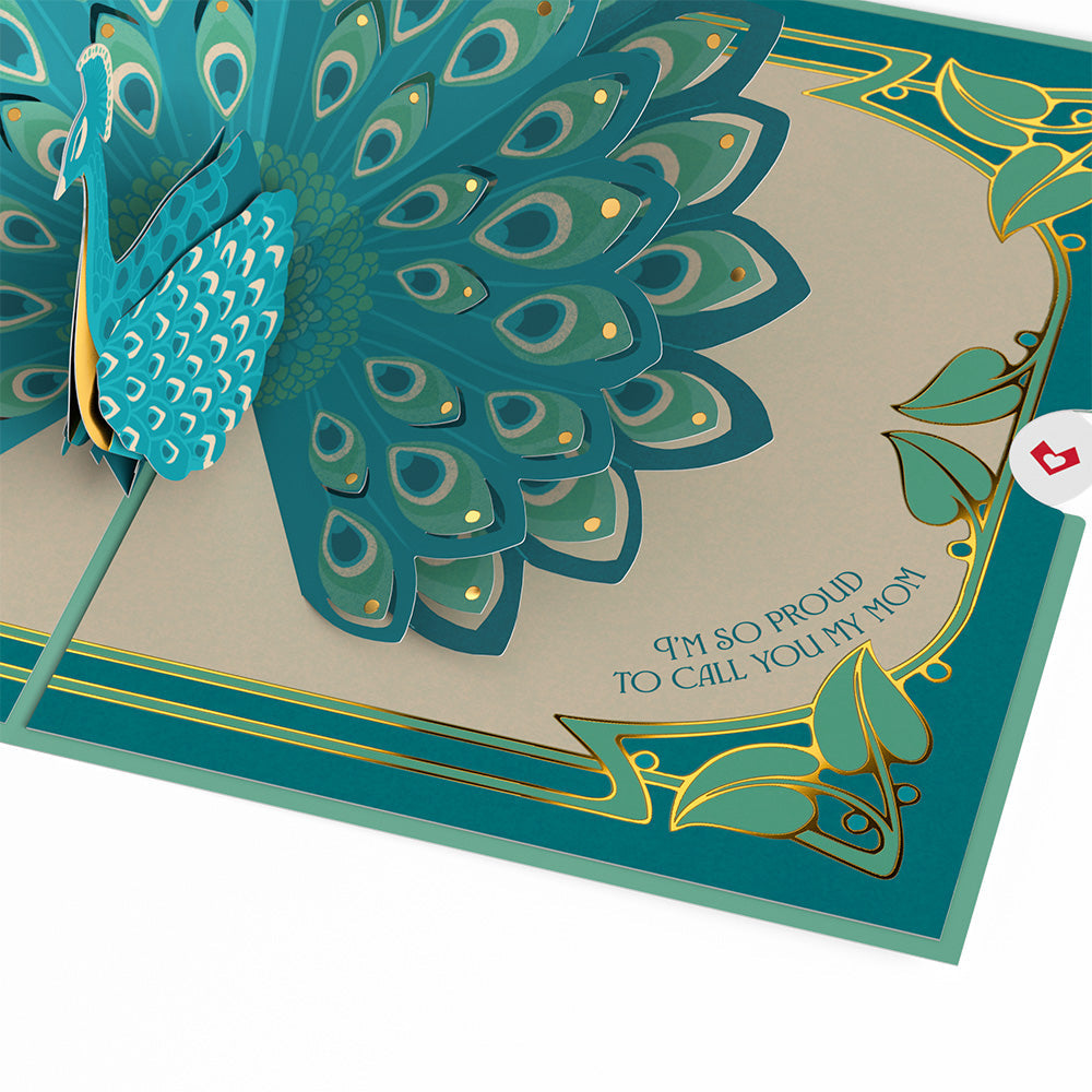 Art Deco Mother's Day Peacock Pop-Up Card