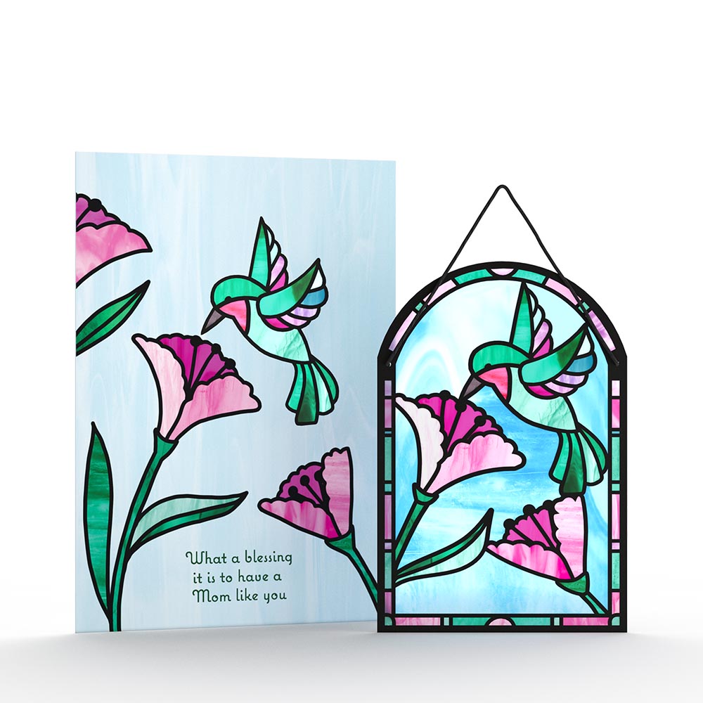 Blessing to Have a Mom Like You Hummingbird Suncatcher Card