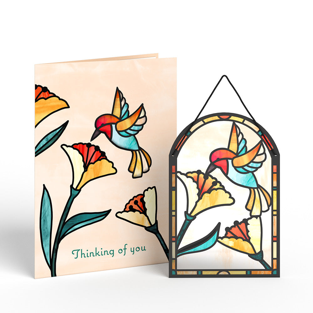 Thinking of You Hummingbird Suncatcher Card