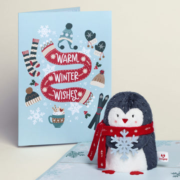 'Warm Winter Wishes' Holiday Penguin Plushpop