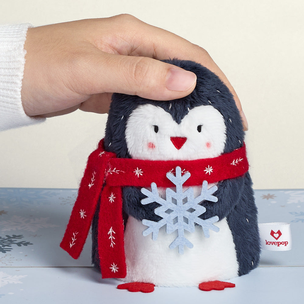 Warm Winter Wishes' Holiday Penguin Plushpop