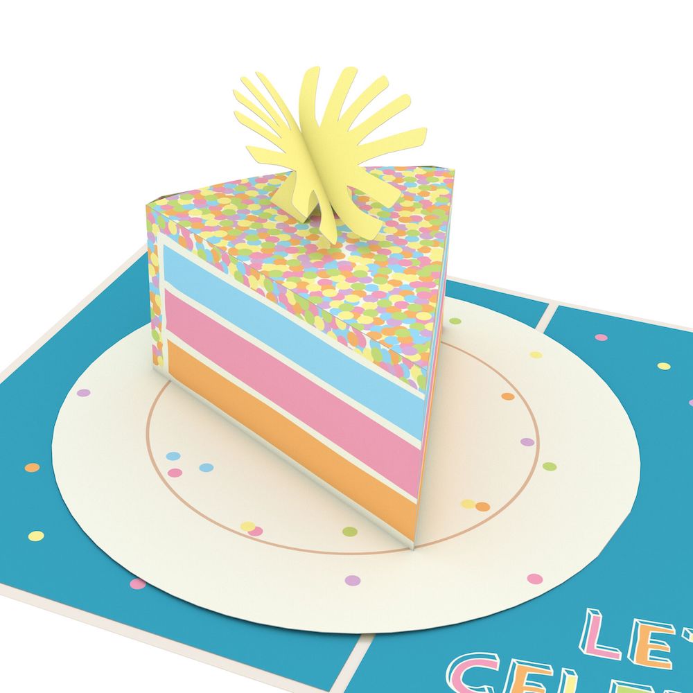 Confetti Birthday Cake Slice Pop-Up Card