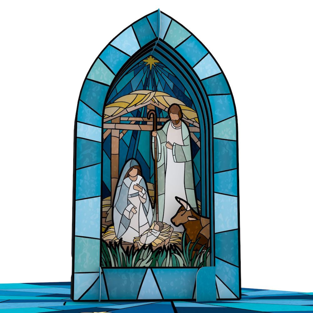 Stained Glass Nativity Window Pop-Up Card