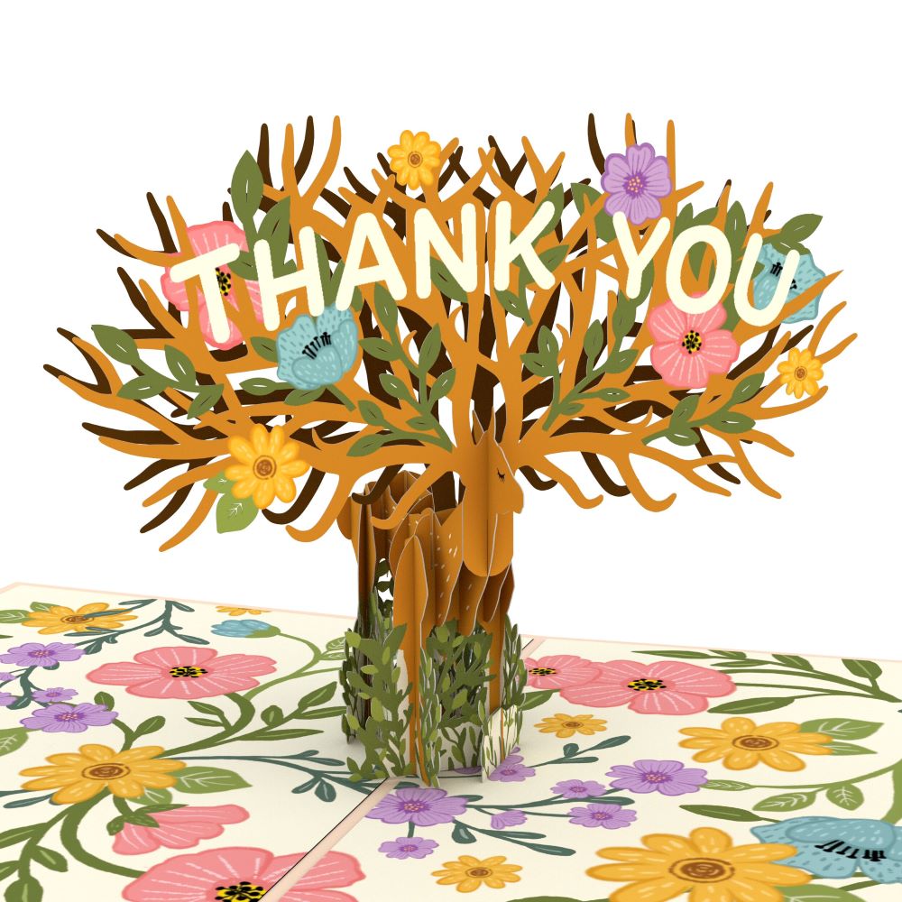 Floral Deer Thank You Pop-Up Card