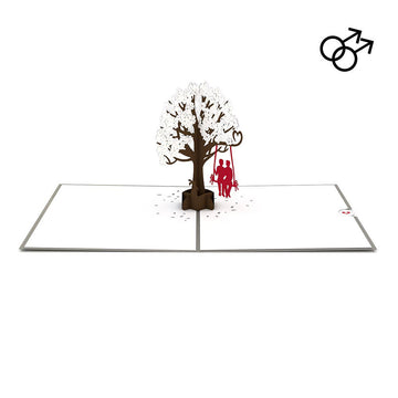 Two Guys on a Swing Pop-Up Card