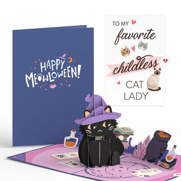 Happy Halloween Childless Cat Lady Pop-up Cards