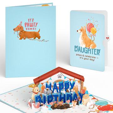 Happy Birthday Dogs Pop-Up Card and Sentiment Set for Daughter