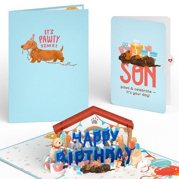 Happy Birthday Dogs Pop-Up Card and Sentiment Set for Son