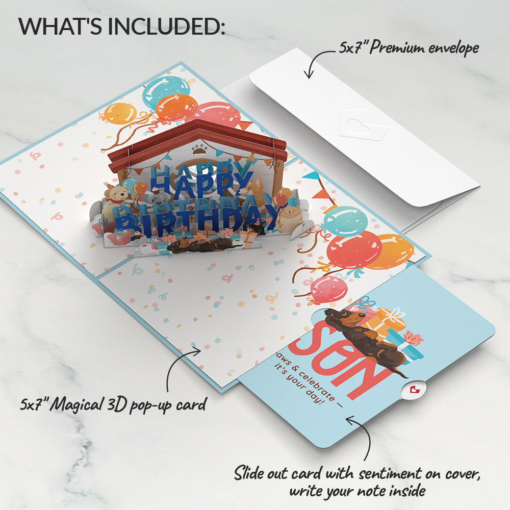 Happy Birthday Dogs Pop-Up Card and Sentiment Set for Son