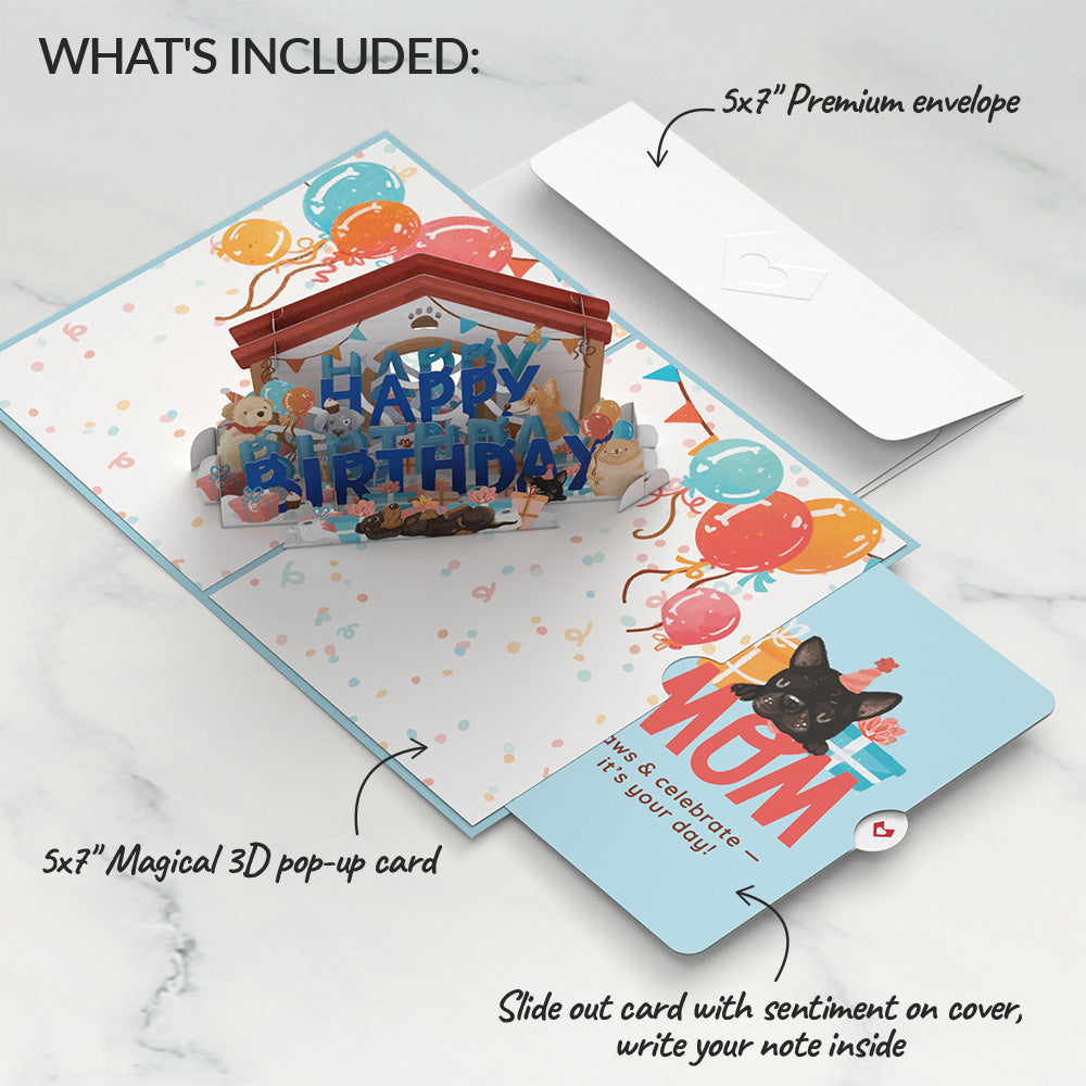 Happy Birthday Dogs Pop-Up Card and Sentiment Set for Mom