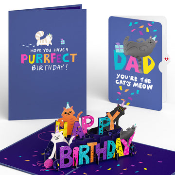 Happy Birthday Cats Pop-Up Card and Sentiment Set for Dad