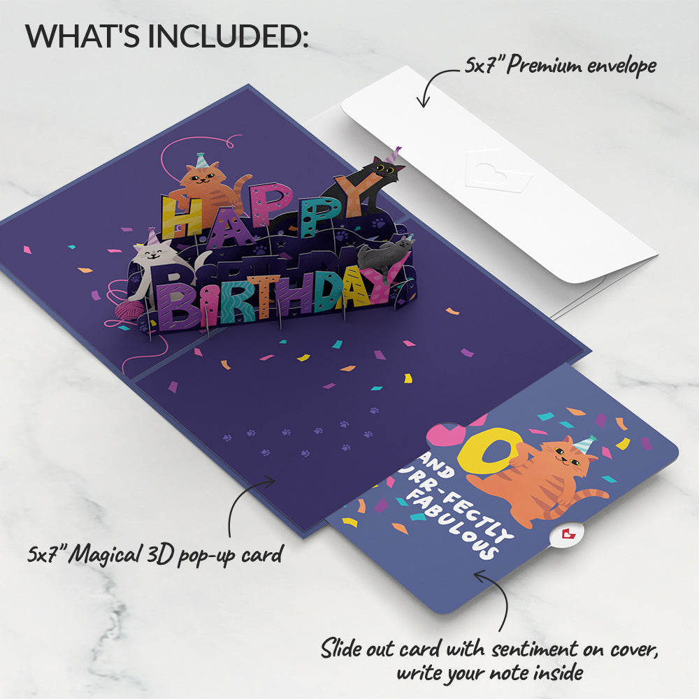 Happy 30th Birthday Cats Pop-Up Card and Sentiment Set