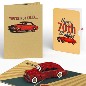 Classic Car 70th Birthday Pop-Up Card and Sentiment Set