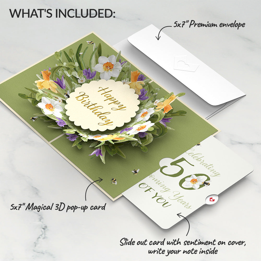 Bloom 50th Birthday Pop-Up Card and Sentiment Set