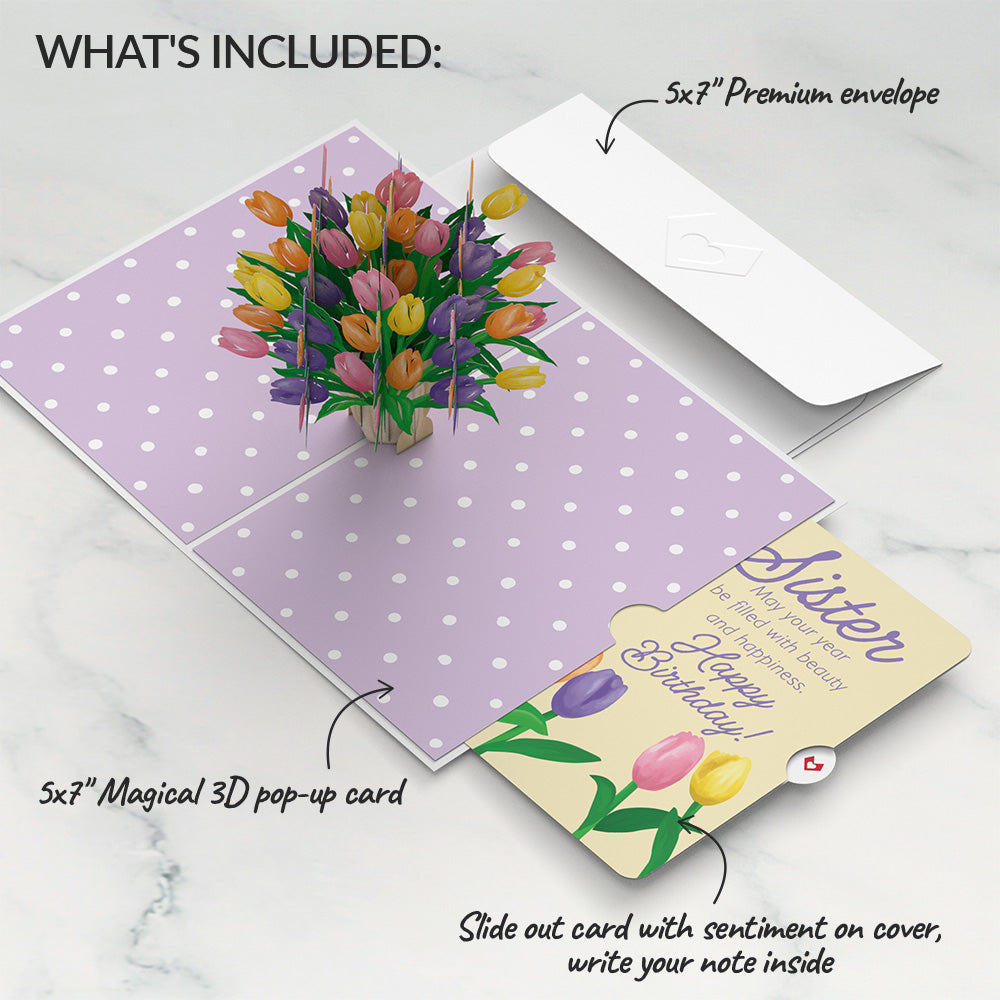 Tulips Birthday Pop-Up Card and Sentiment Set for Sister
